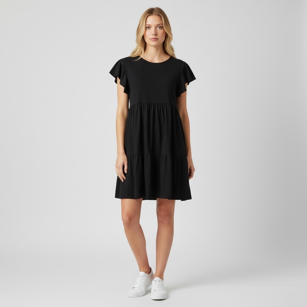 Brit & Bri Black Casual Tiered Summer Dress Size XL
